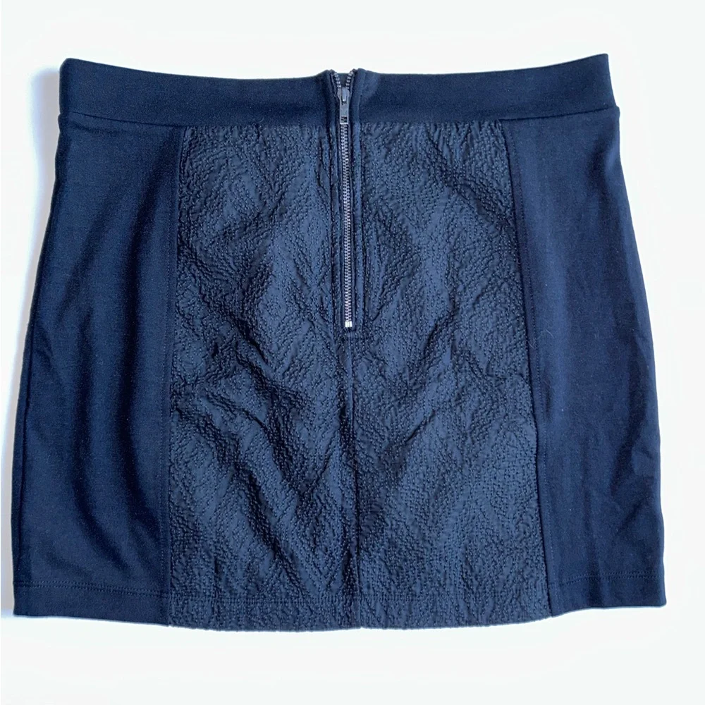 NWT American Eagle textured panel, ponte mini skirt, exposed‎ rear zipper- sz 12 - Picture 7 of 9